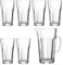 Leonardo Rock Getränkeset, 6 spülmaschinengeeignete Wassergläser und Glaskrug, 7er Set, 340 ml und 1500 ml, 022499