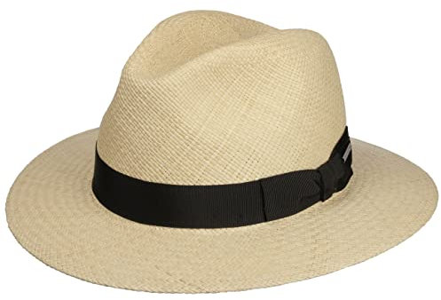 Stetson Marcellus Panama Traveller Hut Herren Made in Ecuador Panamastroh Futter Stoff Ripsband Schleife Frühjahr Sommer Natur L (58-59 cm)