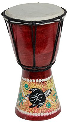 Tambour Djembé 20 cm pour Enfant – Tambour Africain en Bois avec Peau de Chèvre – Modèle Tortue Peinte D2