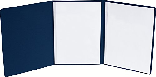 Exacompta 49207B Bewerbungsmappe PRESTIGE in Leinenoptik. Aus extra starkem Colorspan-Karton 3-teilig mit 2 Klemmschienen für DIN A4 dunkelblau