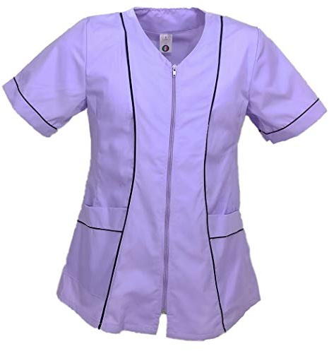 fratelliditalia.org Camice Donna Abbigliamento Lavoro Maniche Corte Estivo Zip Cotone Estetista