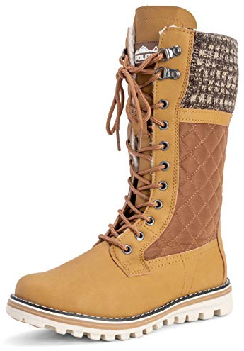 Polar Femmes Neige Durable Thermique Hiver Warm Imperméable Mi-Mollet Bottes - Tan - UK7/EU40 - YC0377