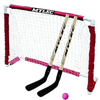 Mylec Junior Hockey Set, 1 x Junior PVC Folding Goal (40 x 36), 2 x 32 Hockey Sticks, 1 x Soft Ball, Lightweight & Durable, (Red/White)