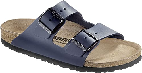 Birkenstock Classic Arizona Leder, Unisex-Erwachsene Pantoletten, Blau (Blau), 39 EU