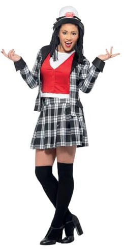 Smiffys Clueless Dionne Costume in Black for Adults, Jacket, Top, Skirt, Knee-High Socks, and Hat, Officially Licensed, Iconic Hat and Blazer, Perfect for Couples or Student Fancy Dress