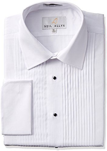 NEIL ALLYN Tuxedo Shirt 100% Cotton with Laydown Collar and French Cuffs (16.5-34/35, White)