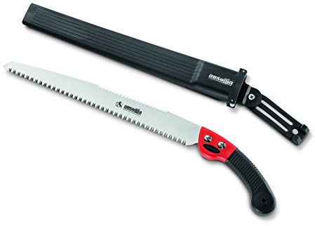 AUSONIA - 34198 SIERRA DE PODA TURBO CON MANGO ANTIDESLIZANTE REFORZADO Y HOJA DE 33 CM CROMADA TEMPLADA A IMPULSOS CON DOBLE DIENTE