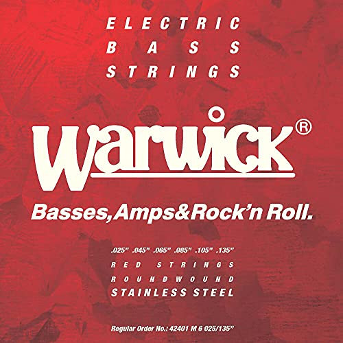 Warwick Bass Saiten,6er,25-135,Red Stainless Steel