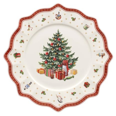 Villeroy & Boch Toy's Delight Platzteller, 35 cm, Premium Porzellan, Weiß/Rot