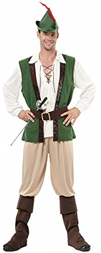DEGUISE TOI - Déguisement robin des bois homme - Tunique - Chapeau - Ceinture - Pantalon - Sur-bottes - L - Vert - Déguisements adultes - 100% Polyester - A la main - Carnaval