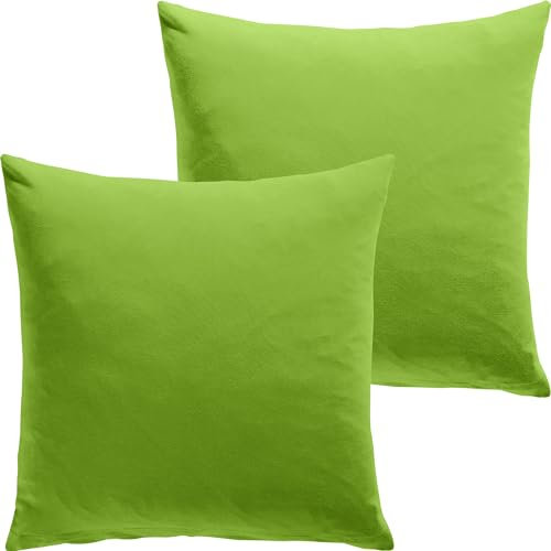 REDBEST Kuschelkissenbezug Single- Jersey San Francisco 2er- Pack, apfelgrün Größe 40x40 cm - weiche Qualität, bügelfrei, praktischer Reißverschluss, 100% Baumwolle