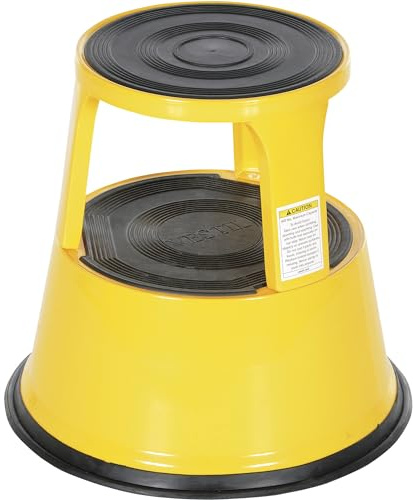 Vestil STEP-17-Y Steel Rolling Step Stool 17 In. Top Step Height 500 Lb. Capacity Yellow