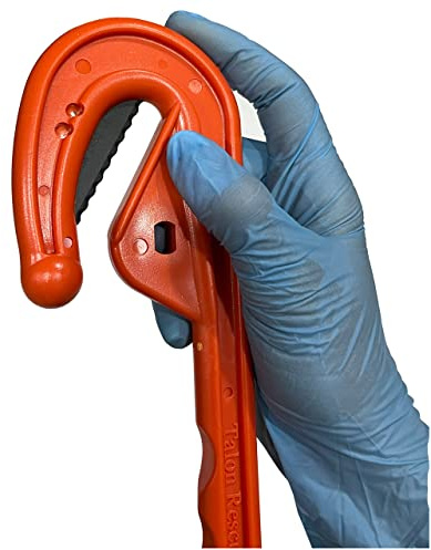 TRECK+ Talon Rescue Emergency Clothing Knife, Seat Belt Cutter, with O2 Key, 2.3 Ounce ABS frame, Polymer-Coated Handle, and Ballpoint to Blade Guide - Orange