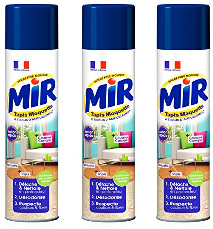 Mir Moquette Detergente per Moquette e tappeti - Spray Schiuma, 600 ml, Set di 3