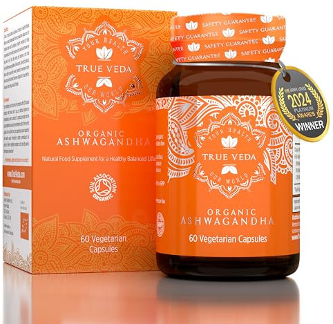 Organic Ashwagandha High Strength Capsules | KSM 66 Extract Sourced from Pure Powder | Soil Association Certified | KSM66 Ashwaganda | 60 Vegan Tablets | UK Made