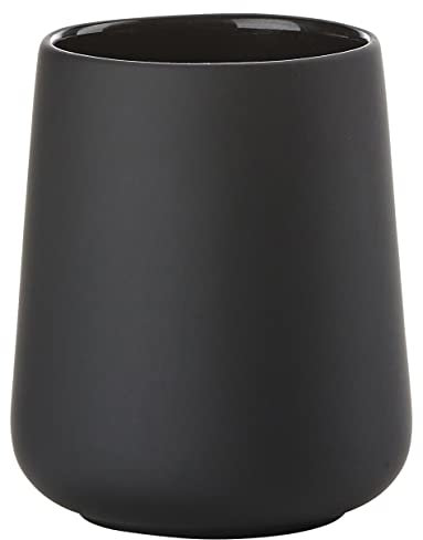 Zone Denmark Nova One Zahnputzbecher, Zahnbürstenbecher aus Keramik mit Soft Touch-Beschichtung, Durchm. 8 cm, Höhe 10 cm, Schwarz
