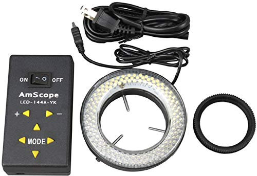 AmScope LED-144A-YK LED-Lichtrichtungs-einstellbares Mikroskop-Ringlicht mit Adapter für Stereomikroskope, 144-teilig