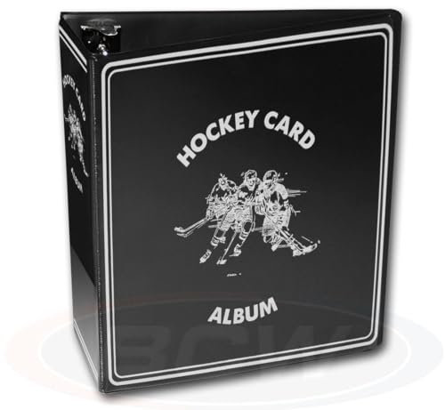 BCW 3 Hockey Card Binder | Black 3-Ring Album for Sports & Trading Card Collection | Holds Up to 90 Pages | Durable D-Ring Binder | Secure Trading Card Storage Organizer