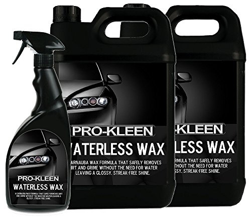 2 x 5 Litres with 750ml Pro-Kleen Car Waterless Wash And Carnauba Wax Polish Cleaner
