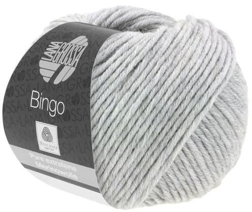 Lana Grossa Bingo Melange Yarn, #01 Mottled Light Grey