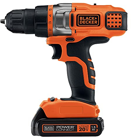 BLACK+DECKER 20V MAX Cordless Drill Driver with Battery and Charger, LED Work Light (LDX220C)