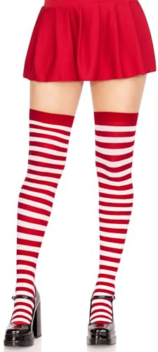 Leg Avenue Bas en Nylon Taille Unique Couleur Blanc/Rouge