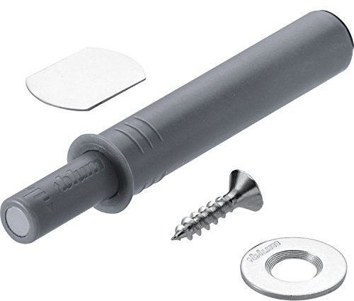 Gedotec Druck-Schnäpper Möbelschnäpper TIP-ON 956.1004 Kurzversion mit Magnet | grau | Blum Tür-Schnapper mit Ausstoßweg 17 mm | Push-to-Open Öffnungsunterstützung | 1 Set - Drucköffner Schrank-Tür