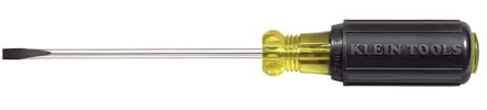 Klein Tools 601-4 Flathead Screwdriver with 3/16-Inch Cabinet Tip, Made in USA, 4-Inch Round Shank and Cushion Grip Handle