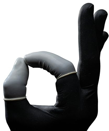 AMPRI Latex Fingerlinge, 100 Stk im Beutel, Größe L, Size 4, Med-Comfort: gerollter Fingerschutz aus Latex in den Größen S, M, L, XL erhältlich