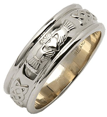 Biddy Murphy Men's Irish Claddagh 925 Sterling Silver Wedding Ring 1/4 Band, Traditional Celtic Jewelry Made In Ireland & Crafted by Irish Artisan Jewelers Co. Wicklow, Size 10.5