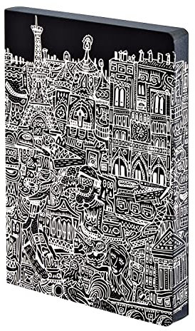 Nuuna Notizbuch A5+ | Graphic L - Paris | Dotted Journal | 3,5mm Punktraster | 256 nummerierte Seiten | 120g Premium-Papier | Leder schwarz | nachhaltig produziert in Deutschland