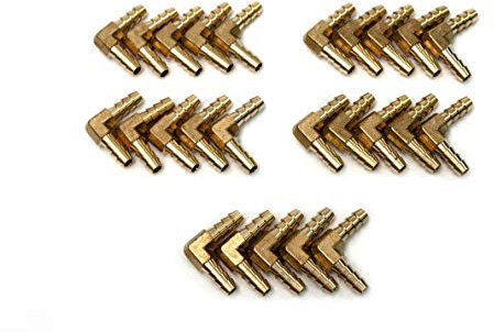 LTWFITTING 90 graders armbåge mässing hullmontering 6,35 cm x 6,35 mm slang ID luft/vatten/bränsle/olja/inerta gaser (paket med 25)