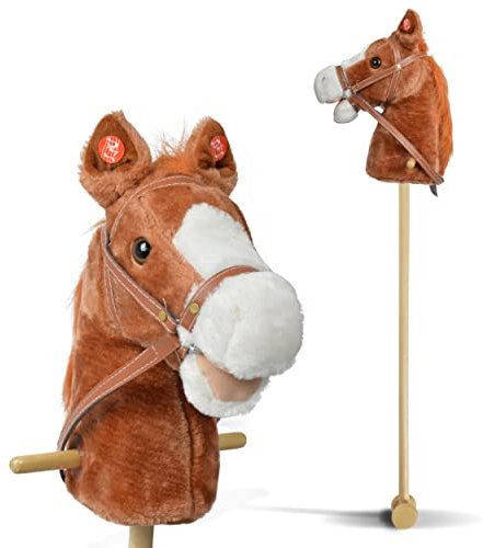 Pink Papaya Steckenpferd, Mr. Cholcolate, braunes Steckenpferd aus Plüsch mit brauner Mähne und Soundeffekten