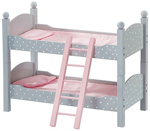 Olivia's Little World 18 in. Doll Wooden Convertible Bunk Bed Stacked on Top or Unstacked as Two Single Beds, Grey and Pink