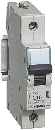Legrand 403576, Interruptor Automático Magneto Térmico, 1P, 16A, Curva C, 6 kA, 1 módulo, TX3