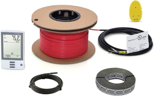 50 sqft 240V Electric Radiant Floor Heating Cable – Flexible in-Floor Heating Wire for Tile – Easy Install Electric Underfloor Heating System Cable – Safe & Energy-Efficient Heated Flooring Wire