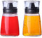 Essig- und Ölspender von Juvale (2er Set) – Flasche aus hochwertigem Glas mit schwarzem Kunststoffdeckel - Auslaufsicher, Tropffrei - Elegant in der Küche und bei Tisch - je rund 170 ml/5,5 oz