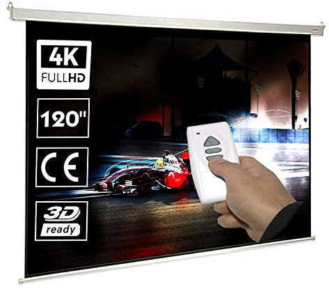 Projektionsleinwand | Mattweiße Oberfläche mit einem Gain-Faktor von 1,1 |Schwarzer umlaufender Rand Und Rückseite des Tuchs schwarz | Heimkino (265 x 150 cm (120 Zoll) 16:9 Motor Tuch: Weiß)