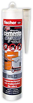 fischer - Cemento Express 310ml Gris Oscuro | Relleno de Reparación de Juntas | Uso Interior y Exterior | Aplicación Fácil con Pistola de Silicona | Resistente a la Lluvia (310 ml)