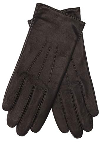 EEM guanti in pelle da donna, morbida pelle italiana, fodera in morbido pile, tre pinces, nero S