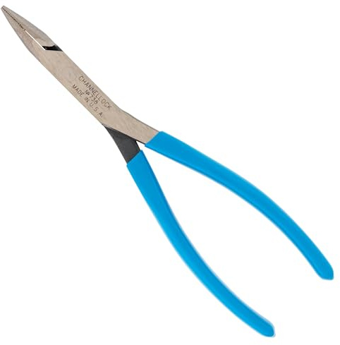 Channellock 738 8-Inch Needle Nose Long Reach Plier,High carbon Polished steel, CHANNELLOCK BLUE grips
