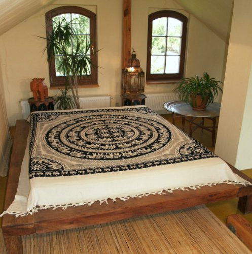 GURU SHOP Wandbehang, Wandtuch, Tagesdecke mit Elefanten Mandala - Design 2, Baumwolle, 220x190x0 cm