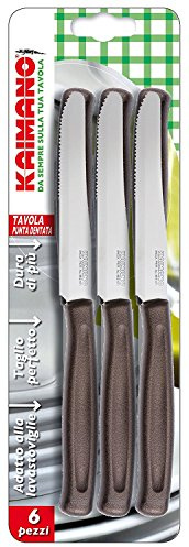 Kaimano KDN041406L Dinamik Coltelli da Tavola Mezza Serrazione, Acciaio Inossidabile, Marrone, Taglia Unica, 6 unità