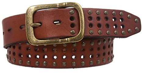 38 mm (1 1/2 tum) Knäpp på vintage kohud metallcirkel dubbat läderbälte