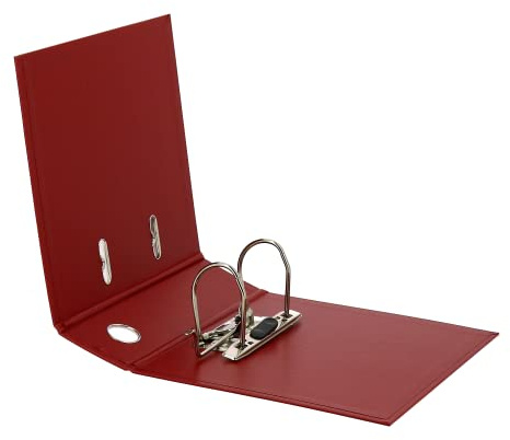 ELBA rado – Carpeta de plástico, A5 de alto, 7,5 cm de ancho, color blanco con cartel rotulable en el lomo, archivador de anillas, clasificador, carpeta para oficina, color rojo 23 x 21,4 x 7 cm