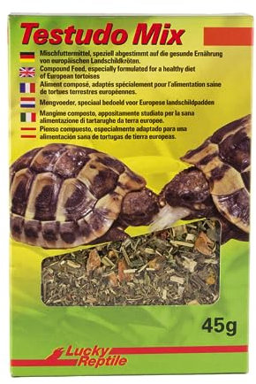 Lucky Reptile Testudo Mix 45g - Landsköldpadds foder med torkade blommor och örter - Foder för landsköldpaddor med mycket råfiber och mineraler - Foder för europeiska landsköldpaddor