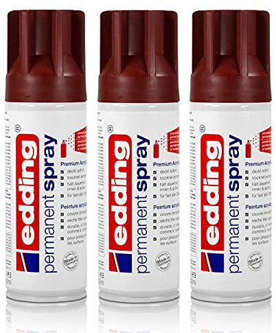 3x edding Permanent Spray purpurrot 200 ml Premium Acryllack, RAL 3004
