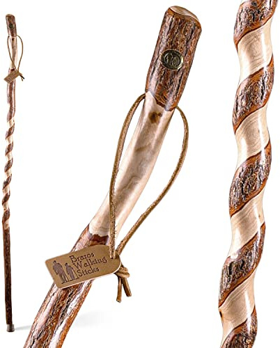 Brazos Rustic Wood Walking Stick, Twisted Sassafras, Traditional Style Handle, for Men & Women, Made in The USA, 58