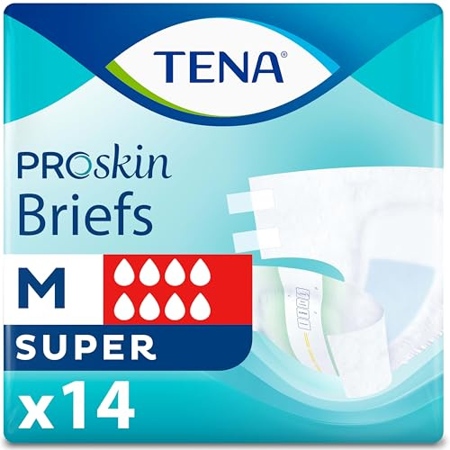 TENA ProSkin Unisex Adult Diapers with Tabs, Maximum Absorbency, Medium, 14 ct