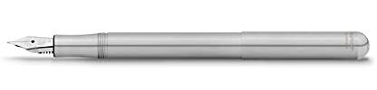 Kaweco LILIPUT Füllhalter Edelstahl I Exklusiver Stainless Steel Füllfederhalter für Tintenpatronen inklusive Retro Metallbox I Füller 12,5 cm I Federbreite: B (Breit)